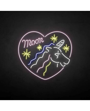Unicorn with heart&#39; neon sign