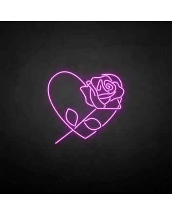 Rose with heart&#39; neon sign