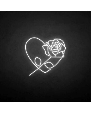 Rose with heart&#39; neon sign