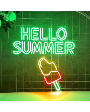 Customize Hello Summer Popsicle Ice Cream Neon Sign