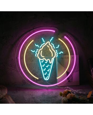 Chill Out Ice Cream Cone Neon Sign