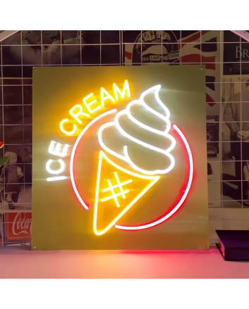 Customize Satisfy Your CravingsDelicious Ice Cream Neon Sign