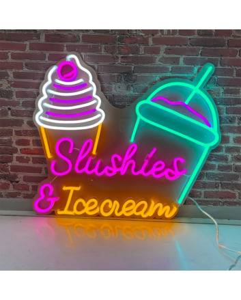 Customize Tempting Treats Slushies And Ice Cream Neon Sign