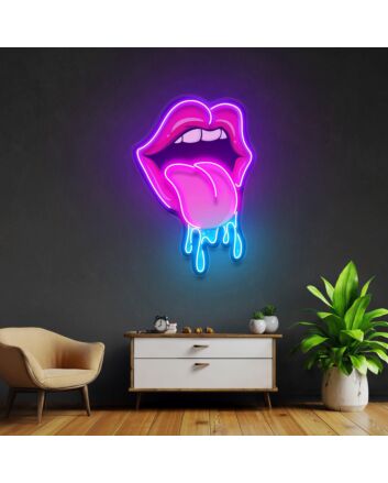 Lips Dripping Led Neon Acrylic Artwork