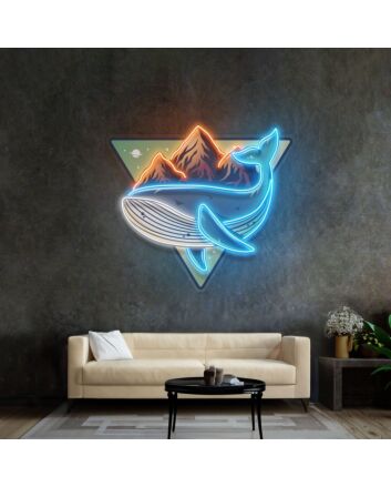 Whale On Mountain Top Led Neon Sign Light Pop Art