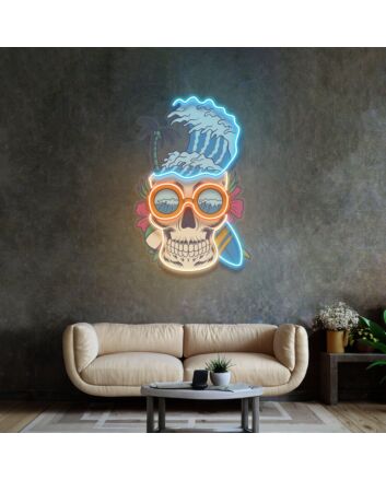 Skull Beach Led Neon Sign Light Pop Art