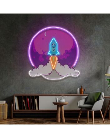 Rocket Launch Led Neon Sign Light Pop Art