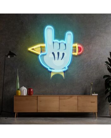 Rock Hand Led Neon Sign Light Pop Art