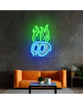Potted Plant Skull Head Cartoon Led Neon Sign Light Pop Art