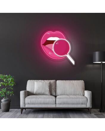 Pink Lip Neon Sign X Acrylic Artwork