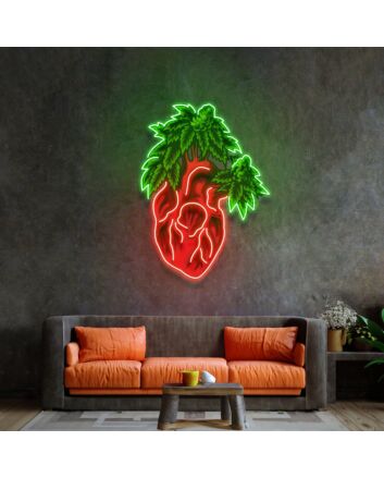 Heart Marijuana Led Neon Sign Light Pop Art