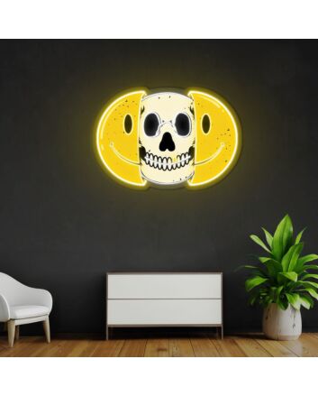 Half Skull Emoticons Neon Sign X Acrylic Artwork