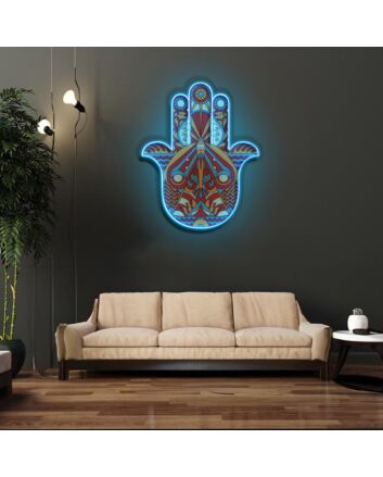 Hamsa Neon X Acrylic Artwork