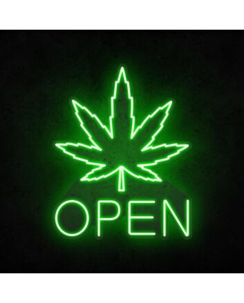 Customize Large Leaf Green Open Neon Signs