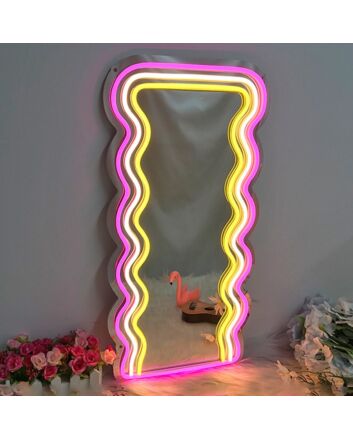 Wavy Waves Mirror Neon Light