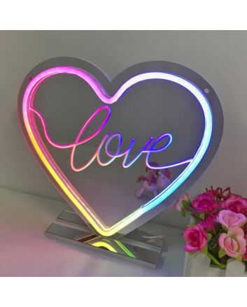 LOVE Heart Colorful Mirror Neon Signs