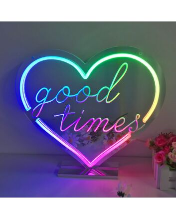 Goodtime Heart Colorful Mirror Neon Signs