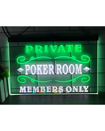 Private Poker Room Two Tone Hanging Neon Sign