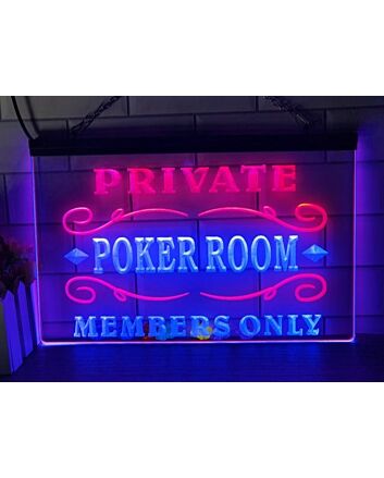Private Poker Room Two Tone Hanging Neon Sign