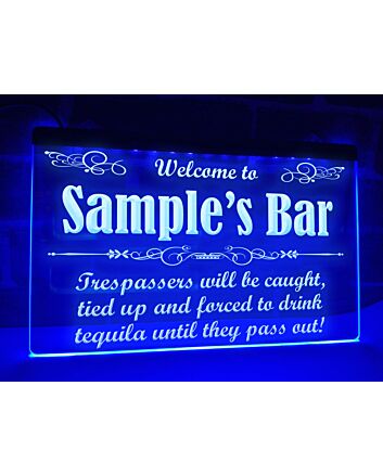 Trespassers Bar Personalized Hanging Neon Sign
