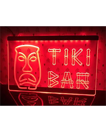 Tiki Bar Bamboo Mask Hanging Neon Sign