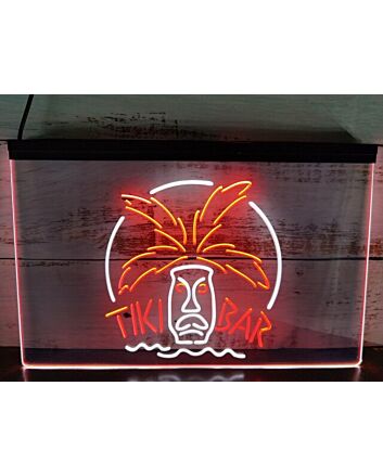 Tiki Bar Palm Mask Two Tone Hanging Neon Sign