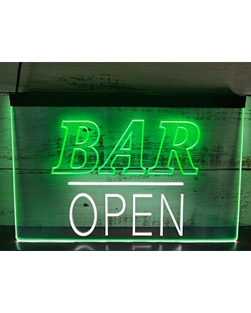 Bar Open Two Tone Hanging Neon Sign