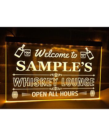 Welcome to My Whiskey Lounge Personalized Hanging Neon Sign