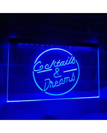 Cocktails and Dreams Two Tone Hanging Neon Sign