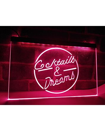 Cocktails &amp; Dreams Hanging Neon Sign