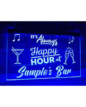 It's Always Happy Hour Personalized Hanging Neon Sign
