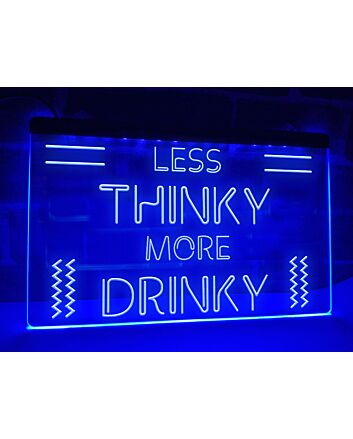 Less Thinky More Drinky Bar Hanging Neon Sign