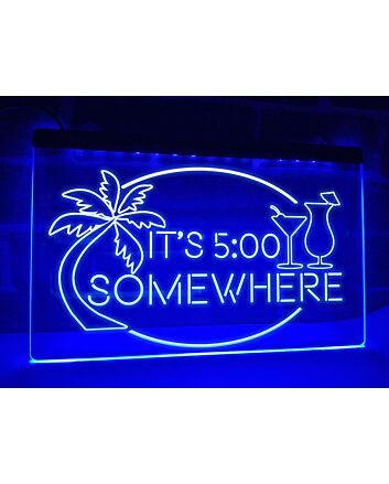 It&#039;s 5:00 Somewhere Bar Hanging Neon Sign