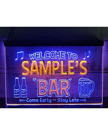 Welcome to My Bar Personalized Two Tone Hanging Neon Sign