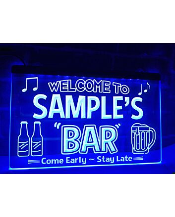 Welcome to My Bar Personalized Hanging Neon Sign