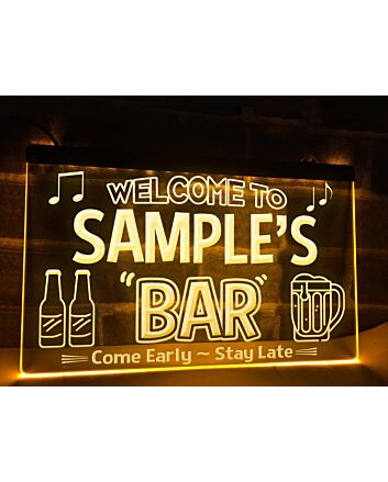 Welcome to My Bar Personalized Hanging Neon Sign