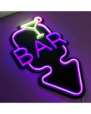 Customize Bar Wall Decor Neon Black Backsplash