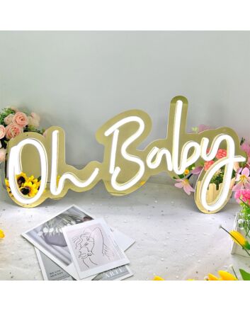 Oh Baby Gold Backsplash Neon Signs