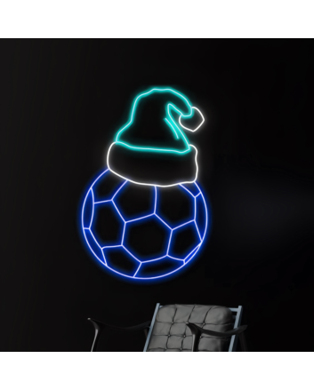Christmas Hat Soccer Neon Sign