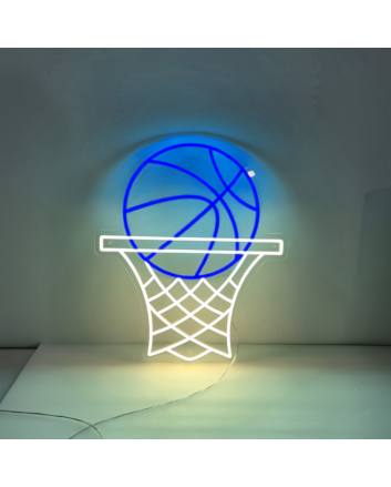 Basketball on Hoop Neon Sign