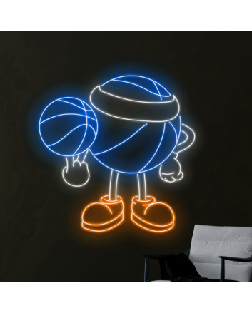 Playful Basketball Kid Neon Sign