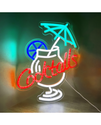 Customize Refreshing Summer Cocktail Glass Neon Light