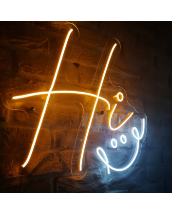 Hi Neon with a Smile Brighten Your Space with Friendly Greetings