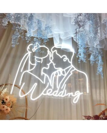 Customize Romantic Wedding Couple Kissing Portrait Neon Sign