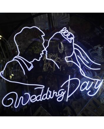 Customize Wedding Day Romantic Kissing Couple Portrait Neon Sign