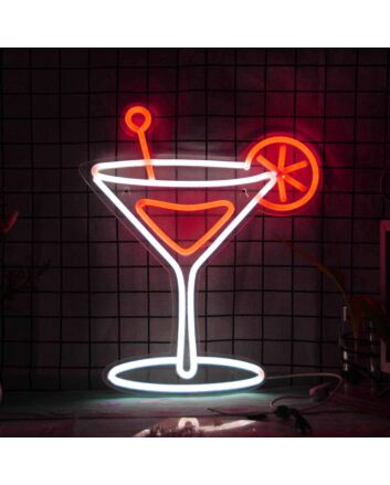 Elegant Cocktail Glass Neon Light