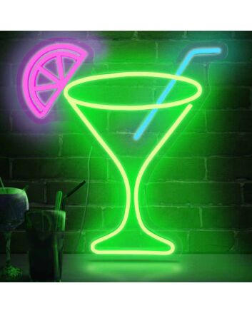 Minimalist Cocktail Glass Neon Light