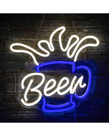 Customize Bubbling Beer Mug Icon Neon Light