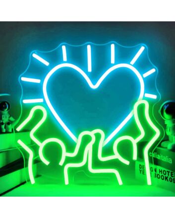 Doll Figure Holding Heart Neon Sign