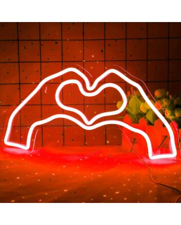 Hands Forming Heart Shape Neon Light